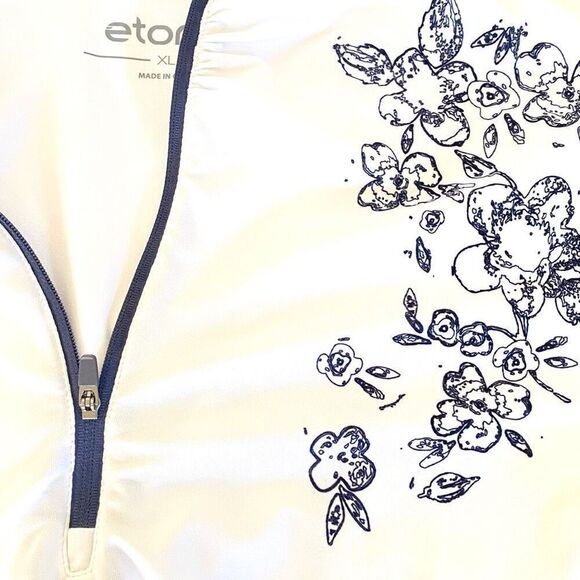 Etonic White Floral Short Sleeve Quarter Zip Golf Shirt Size XL - Picture 4 of 7